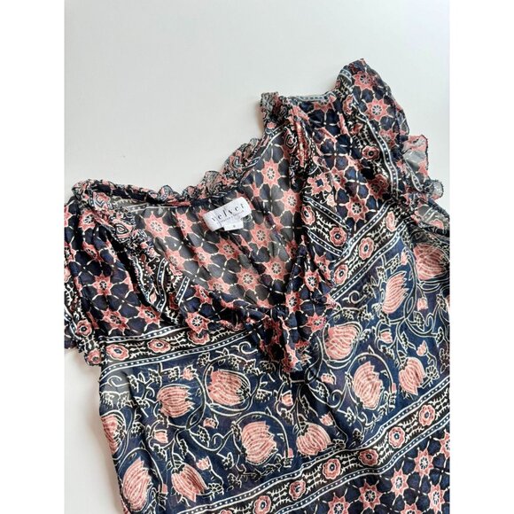 VELVET BY GRAHAM & SPENCER Kimora Monaco Floral Georgette Ruffle Blouse, Size S - Picture 8 of 11